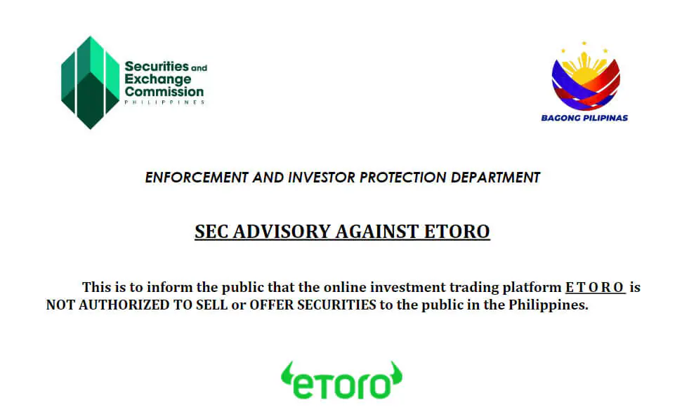 SEC Philippines khuyến cáo nền tảng eToro - Tin Tức Bitcoin 2024